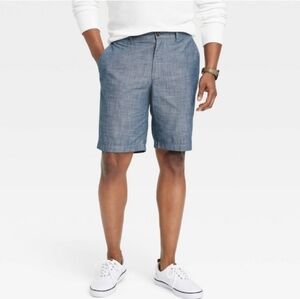 GOODFELLOW & CO CHAMBRAY FLAT FRONT SHORTS W32